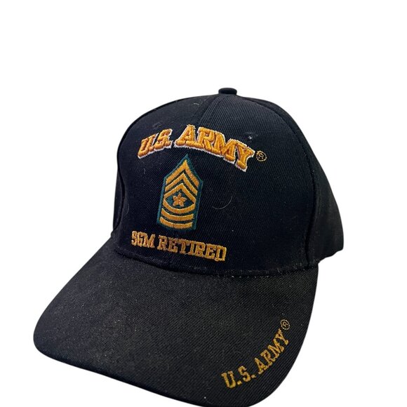 US Army SGM Retired Veteran Hat Vet Cap Embroidery Black Adjustable Strap USA - Picture 2 of 4